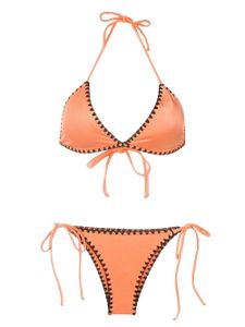 Brigitte bikini dos-nu à broderies - Orange