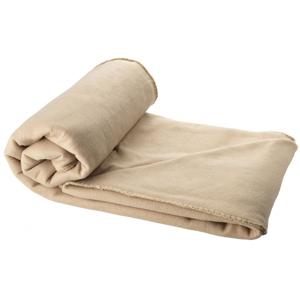 Fleece deken of plaid - bank/bed - beige - 150 x 120 cm - reisdeken met tasje