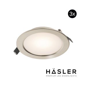 Inbouwspot Häsler Volterra Incl. Fase Aansnijding Dimbaar 13.7 cm 8 Watt Warm Wit RVS Set 3x