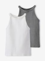 Set van 2 tops met ribbels voor meisjes JONEN ecru