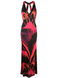 Louisa Ballou robe imprimée High Sea à coupe longue - Noir