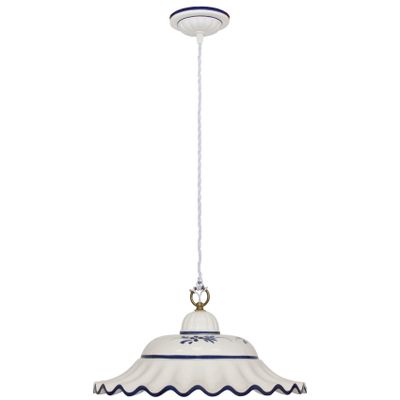 Hanglamp keramiek wit blauw motief