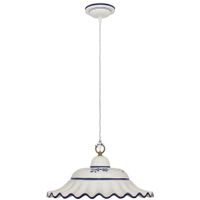 Hanglamp keramiek wit blauw motief