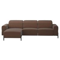 Leen Bakker - Hoekbank Dave Links - Elektrisch Verstelbaar - Billy Joe - Cognac - Stof - Bruin - 172x275x79 Cm