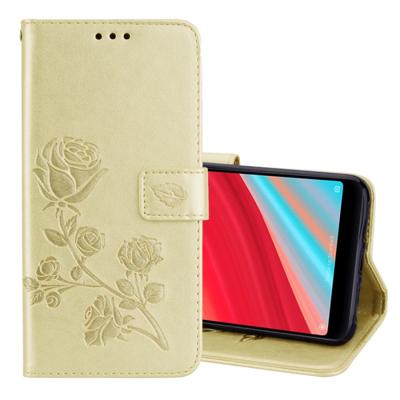 Rose reliëf horizontale Flip milieu PU lederen draagtas voor Xiaomi Redmi S2 met houder & kaartsleuven & portemonnee (goud)