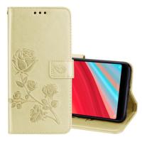 Rose reliëf horizontale Flip milieu PU lederen draagtas voor Xiaomi Redmi S2 met houder & kaartsleuven & portemonnee (goud)