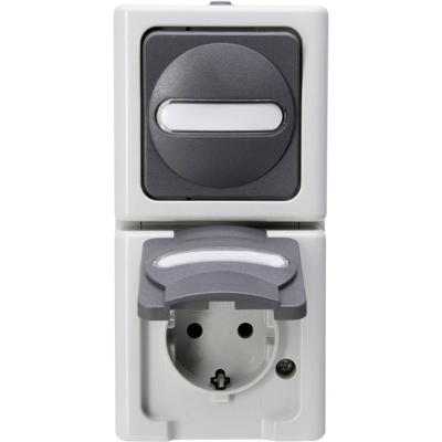 Kopp 130856009 BlueElectric Compleet Schakel-/stopcontact combinatie spatwaterdicht Grijs 1 stuks 1 stuk(s)