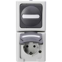 Kopp 130856009 BlueElectric Compleet Schakel-/stopcontact combinatie spatwaterdicht Grijs 1 stuks 1 stuk(s)