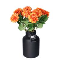 Bellatio Design Kunstbloemen boeket Dahlia - 10x - 50 cm - oranje - kunst zijdebloemen