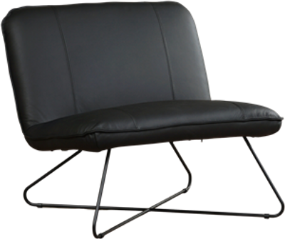Zwarte leren industriële fauteuil zonder armleuning Smile - Toledo Leer Nero (zwart leer)