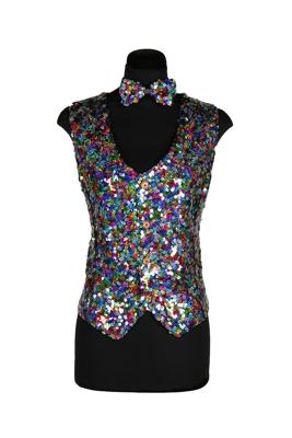 Pailletten damesvest met strikje