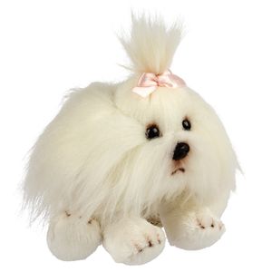 Pluche knuffeldier  hond - Shih Tzu - wit - 13 cm - huisdieren thema   -
