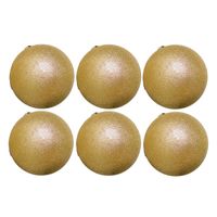 G. Wurm Kerstballen - goudkleurig - 6ST - glitter - kunststof - 8 cm - Kerstbal
