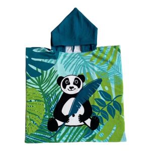 Bad cape/poncho voor kinderen panda print 60 x 120 cm microvezel