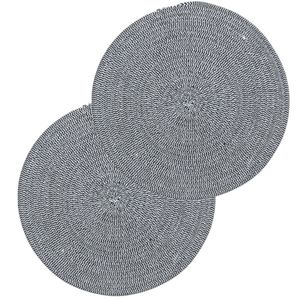 Set van 10x stuks placemats zwart/wit katoen 38 cm