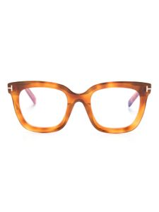 TOM FORD Eyewear lunettes de vue carrées à effet écailles de tortue - Marron