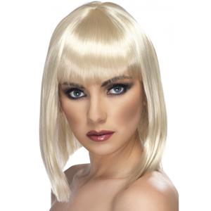 Carnaval verkleed damespruik met pony - blond - half lang haar