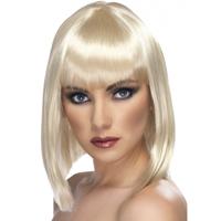 Carnaval verkleed damespruik met pony - blond - half lang haar - thumbnail