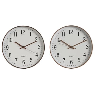 Muurklok Home ESPRIT Wit Bruin Natuurlijk PVC 30 x 4 x 30 cm (2 Stuks)