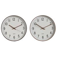 Muurklok Home ESPRIT Wit Bruin Natuurlijk PVC 30 x 4 x 30 cm (2 Stuks)