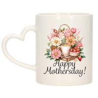 Cadeau koffie/thee mok mama - hartjes oor - fijne Moederdag - bloemen - 300 ml - Moederdag Cadeau koffie/thee mok mama - hartjes oor - fijne Moederdag - bloemen - 300 ml - Moederdag