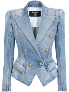 Balmain blazer en jean à boutonnière croisée - Bleu