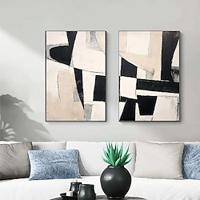 2 sets handgemaakt 3D zwart olieverfschilderij op canvas groot handgeschilderd abstract getextureerd paletmes boho olieverfschilderij muurkunst op maat eigentijds minimalistisch kunstwerk voor Lightinthebox