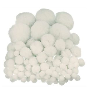 Pompons - 200x - wit - 10-45 mm - hobby/knutsel materialen