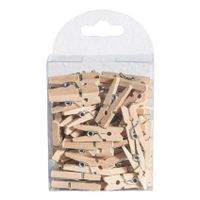 Hobby mini wasknijpers - 50x - naturel - hout- 2,5 cm - thumbnail