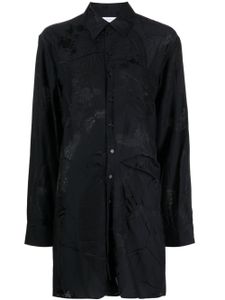 Off-White floral-print long-sleeve minidress - BLACK