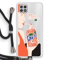 Peach please!: Samsung Galaxy A22 4G Transparant Hoesje met koord