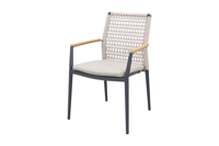 Lumino stapelbare dining tuinstoel - light rope / teak arm