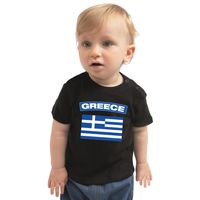 Greece t-shirt met vlag Griekenland zwart voor babys - thumbnail