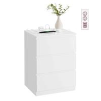 Bijzettafel 3 lades modern ebbenhout, Wolk wit / 1