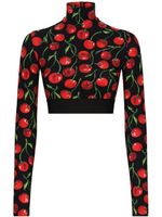 Dolce & Gabbana haut crop imprimé à manches longues - Noir