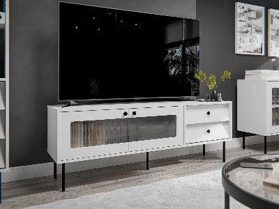 Tv-meubel AURALU 2 deuren 2 lades 150 cm wit