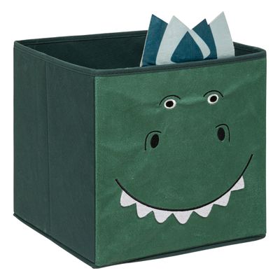 Opbergmand/kastmand dino - voor kinderen - karton/kunststof - groen - 30 x 30 x 30 cm