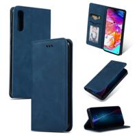 Retro huid voelen Business magnetische horizontale Flip lederen case voor Samsung Galaxy A70 (marineblauw)