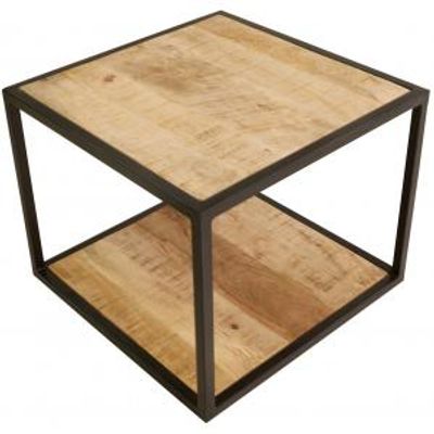 Jack bijzettafel mangohout met stalen frame 50x50x40 cm
