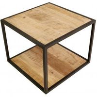 Jack bijzettafel mangohout met stalen frame 50x50x40 cm Jack bijzettafel mangohout met stalen frame 50x50x40 cm