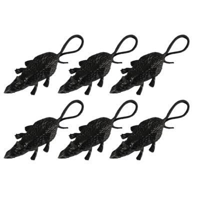 Horror griezel ratten - 6x stuks - zwart - 8 cm - Plastic nep ratten - Halloween thema decoraties
