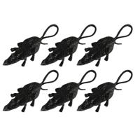 Horror griezel ratten - 6x stuks - zwart - 8 cm - Plastic nep ratten - Halloween thema decoraties