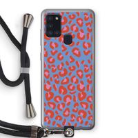 Leopard blue: Samsung Galaxy A21s Transparant Hoesje met koord