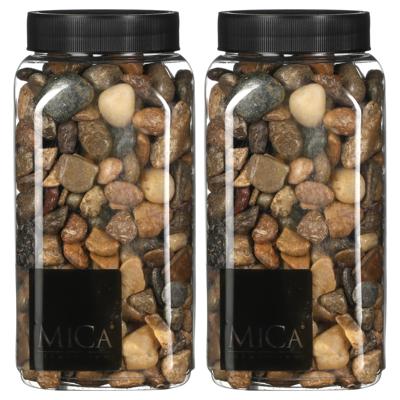 Mica Decorations decoratie stenen - 2x - 1 kilo - 650ml - donkerbruin mix - hobby steentjes