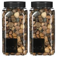 Mica Decorations decoratie stenen - 2x - 1 kilo - 650ml - donkerbruin mix - hobby steentjes