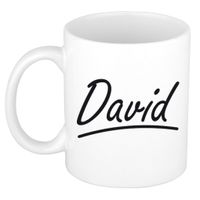 David voornaam kado beker / mok sierlijke letters - gepersonaliseerde mok met naam   -
