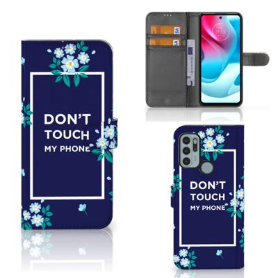 Motorola Moto G60s Portemonnee Hoesje Flowers Blue DTMP Motorola Moto G60s Portemonnee Hoesje Flowers Blue DTMP