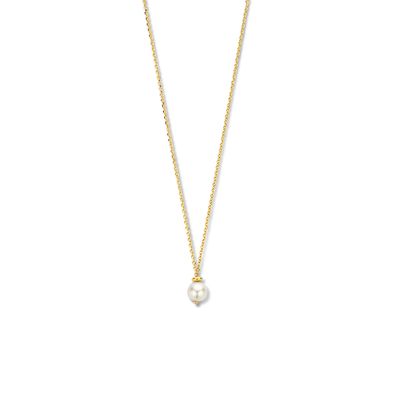 Ketting geelgoud-zoetwaterparel goudkleurig-wit 40-44 cm
