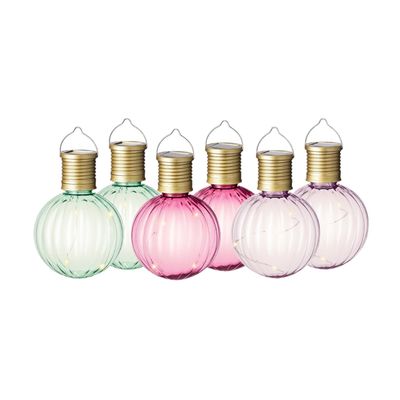 Set van 9x stuks buiten led lichtroze, groene en roze lampion solar verlichting 11 cm