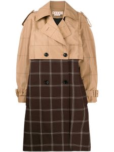 Marni trench bicolore à carreaux - Marron